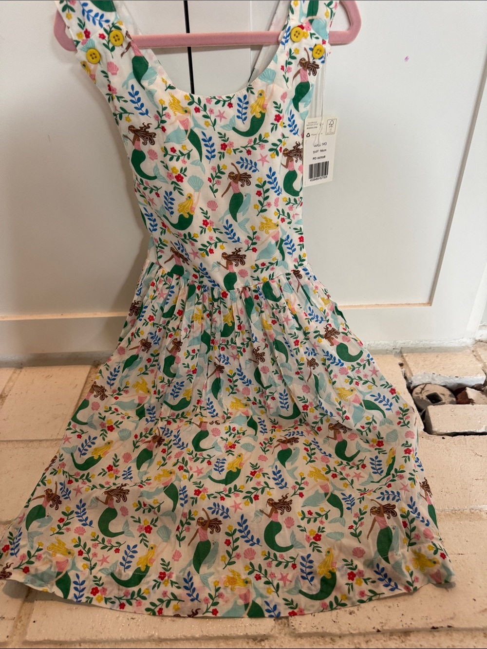 Boden White Sundress with Multicolor Mermaid Print